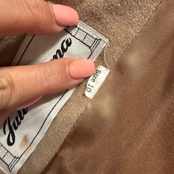 Vintage Juli se Roma Italian Cashmere Coat Women’s 10 Tan Belted Peacoat - Picture 8 of 12